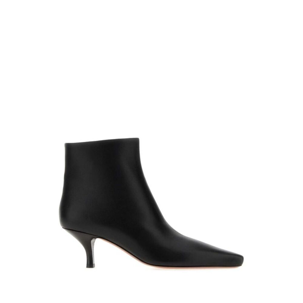 Paris Texas Women Black Leather Rose Ankle Boots